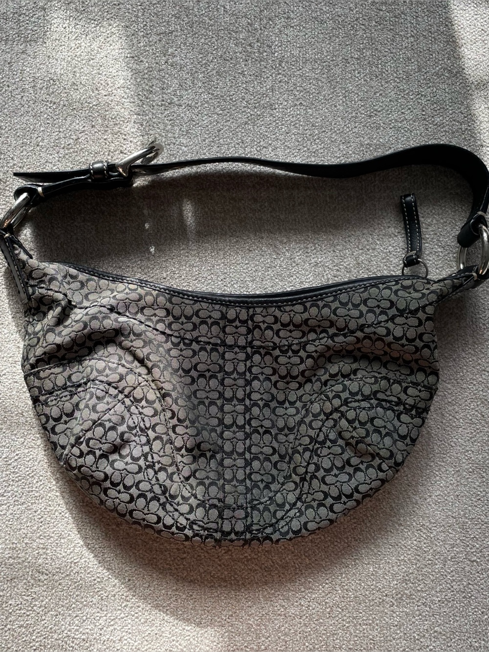 VINTAGE Y2K Coach Signature Mini Monogram Crescent Hobo Bag